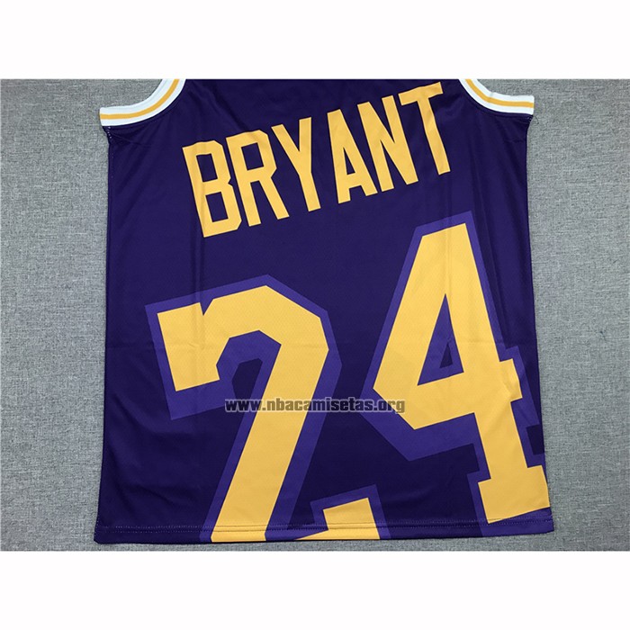 Camiseta Los Angeles Lakers Kobe Bryant NO 24 Mitchell & Ness Big Face Violeta